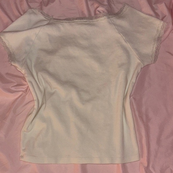 Harlow White Lace Trim Short Sleeve Top - Picture 3 of 3